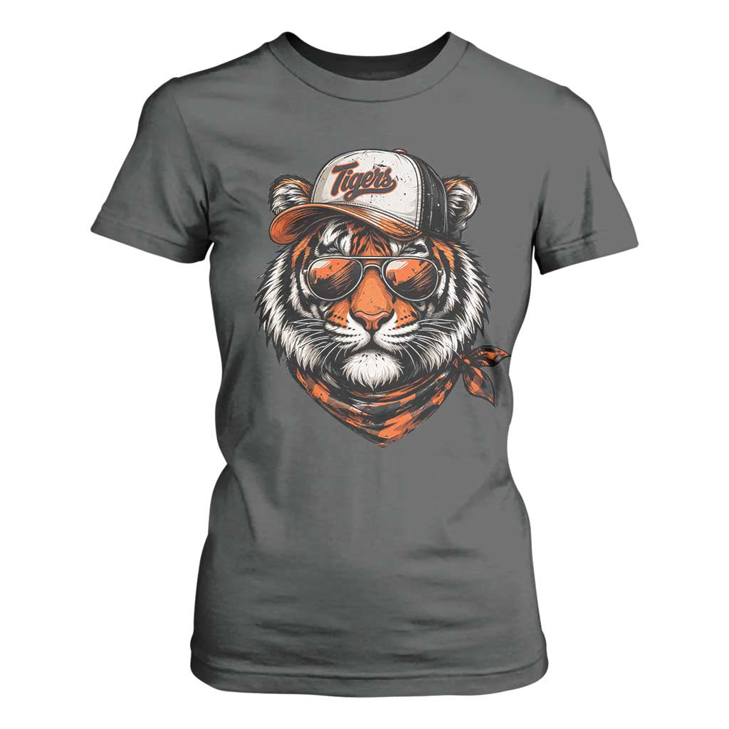 Tiger Mascot T Shirt For Women Vintage Sports Name TS10 Dark Heather Print Your Wear