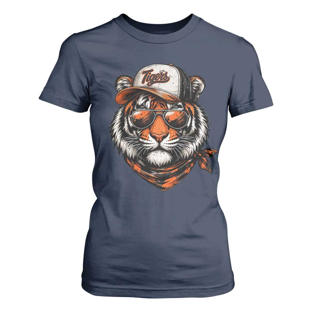 Tiger Mascot T Shirt For Women Vintage Sports Name TS10 Navy Print Your Wear