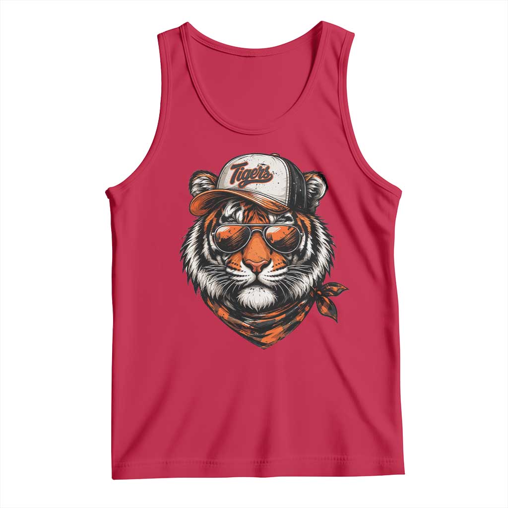 Tiger Mascot Tank Top Vintage Sports Name TS10 Red Print Your Wear
