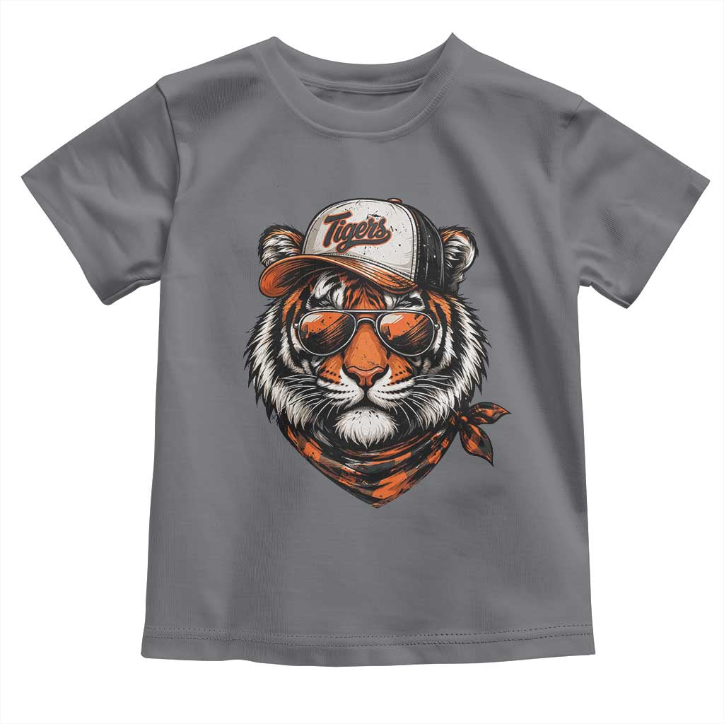 Tiger Mascot Toddler T Shirt Vintage Sports Name TS10 Charcoal Print Your Wear
