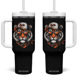 Tiger Mascot Tumbler With Handle Vintage Sports Name TS10 One Size: 40 oz Black Print Your Wear