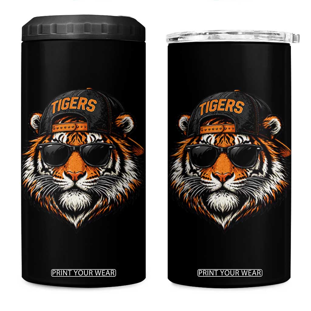 Tiger Mascot 4 in 1 Can Cooler Tumbler Vintage Sports Name Baseball Cap Sunglasses TS10 One Size: 16 oz Black Print Your Wear