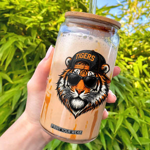 Tiger Mascot Glass Can Vintage Sports Name Baseball Cap Sunglasses TS10 Black Print Your Wear