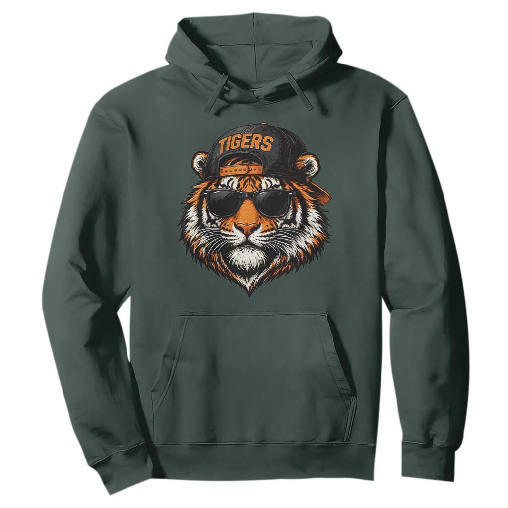 Tiger Mascot Hoodie Vintage Sports Name Baseball Cap Sunglasses TS10 Dark Forest Green Print Your Wear