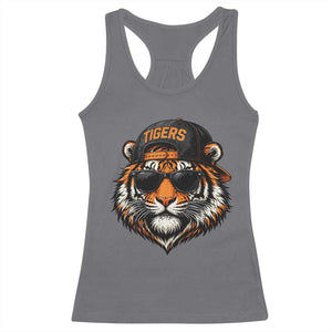 Tiger Mascot Racerback Tank Top Vintage Sports Name Baseball Cap Sunglasses TS10 Charcoal Print Your Wear