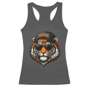 Tiger Mascot Racerback Tank Top Vintage Sports Name Baseball Cap Sunglasses TS10 Dark Heather Print Your Wear