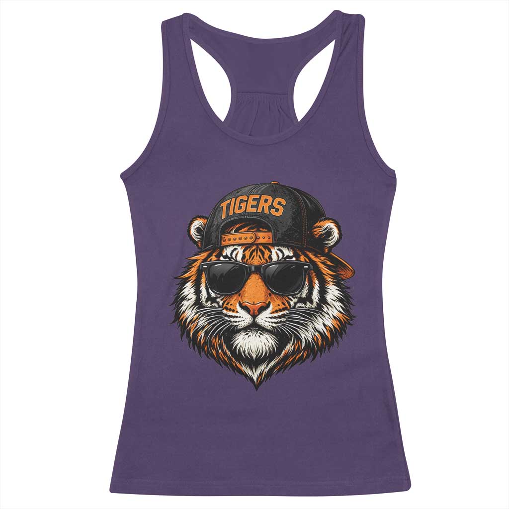 Tiger Mascot Racerback Tank Top Vintage Sports Name Baseball Cap Sunglasses TS10 Purple Print Your Wear