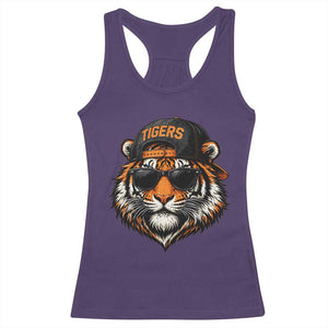Tiger Mascot Racerback Tank Top Vintage Sports Name Baseball Cap Sunglasses TS10 Purple Print Your Wear