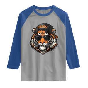 Tiger Mascot Raglan Shirt Vintage Sports Name Baseball Cap Sunglasses TS10 Sport Gray Royal Print Your Wear