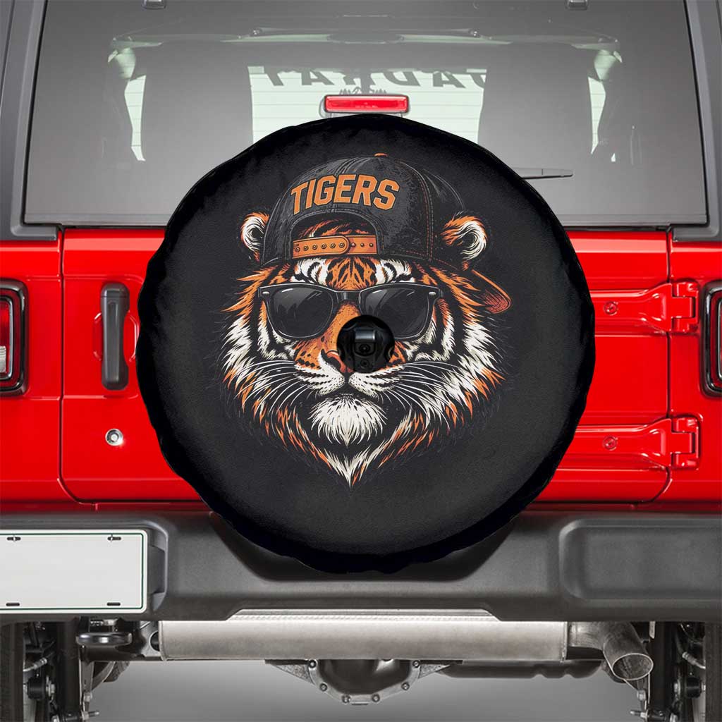 Tiger Mascot Spare Tire Cover Vintage Sports Name Baseball Cap Sunglasses TS10 Black Print Your Wear