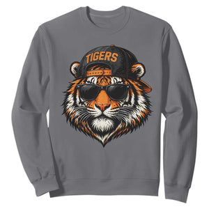 Tiger Mascot Sweatshirt Vintage Sports Name Baseball Cap Sunglasses TS10 Charcoal Print Your Wear