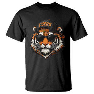 Tiger Mascot T Shirt Vintage Sports Name Baseball Cap Sunglasses TS10 Black Print Your Wear