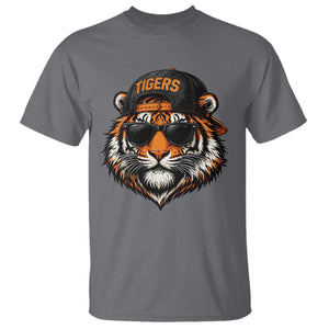 Tiger Mascot T Shirt Vintage Sports Name Baseball Cap Sunglasses TS10 Charcoal Print Your Wear