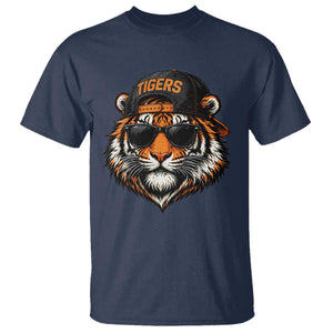 Tiger Mascot T Shirt Vintage Sports Name Baseball Cap Sunglasses TS10 Navy Print Your Wear