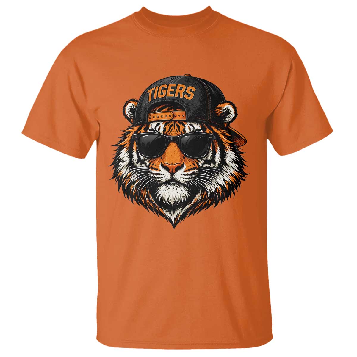 Tiger Mascot T Shirt Vintage Sports Name Baseball Cap Sunglasses TS10 Orange Print Your Wear
