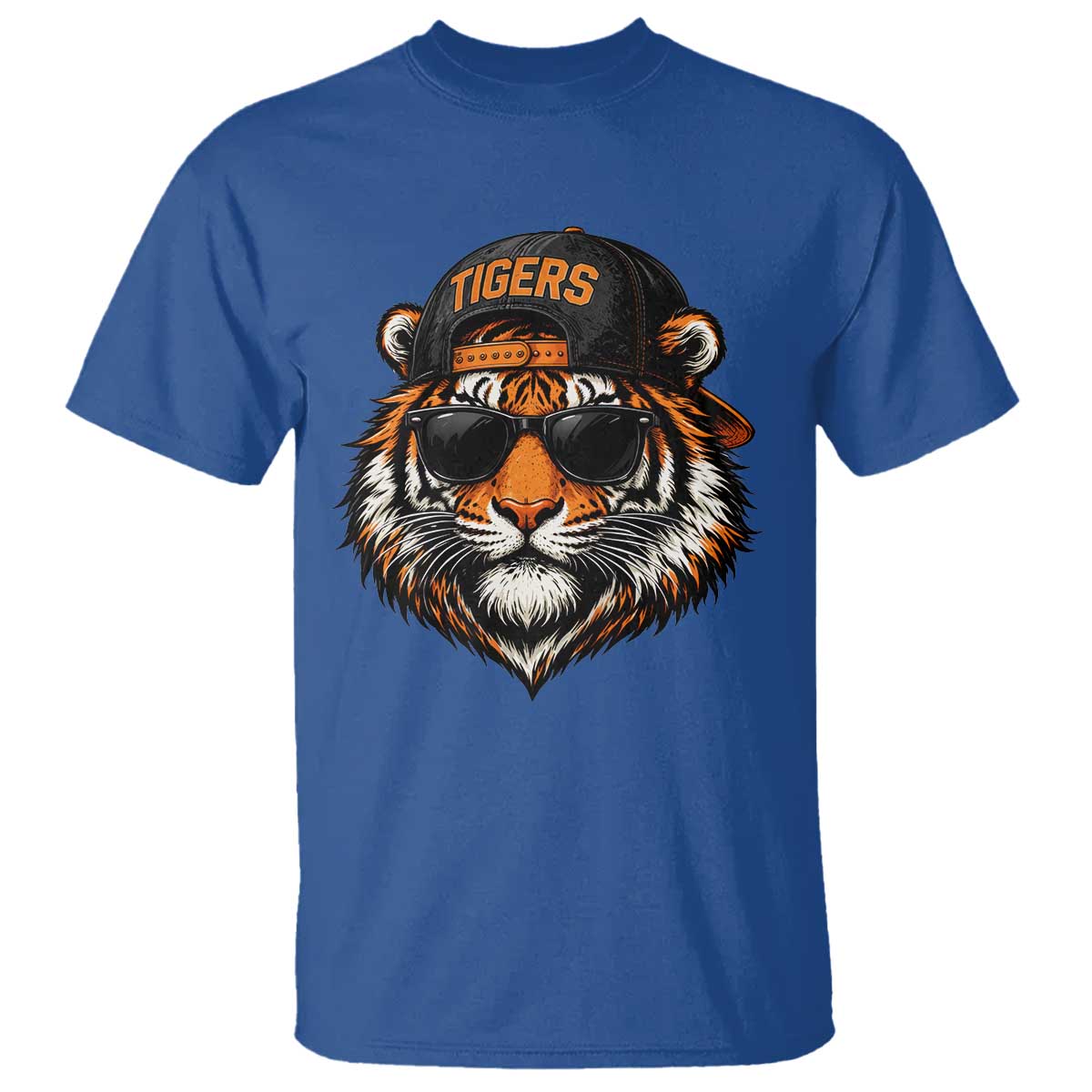 Tiger Mascot T Shirt Vintage Sports Name Baseball Cap Sunglasses TS10 Royal Blue Print Your Wear