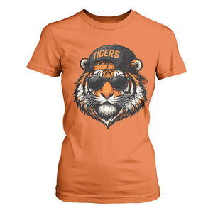 Tiger Mascot T Shirt For Women Vintage Sports Name Baseball Cap Sunglasses TS10 Orange Print Your Wear