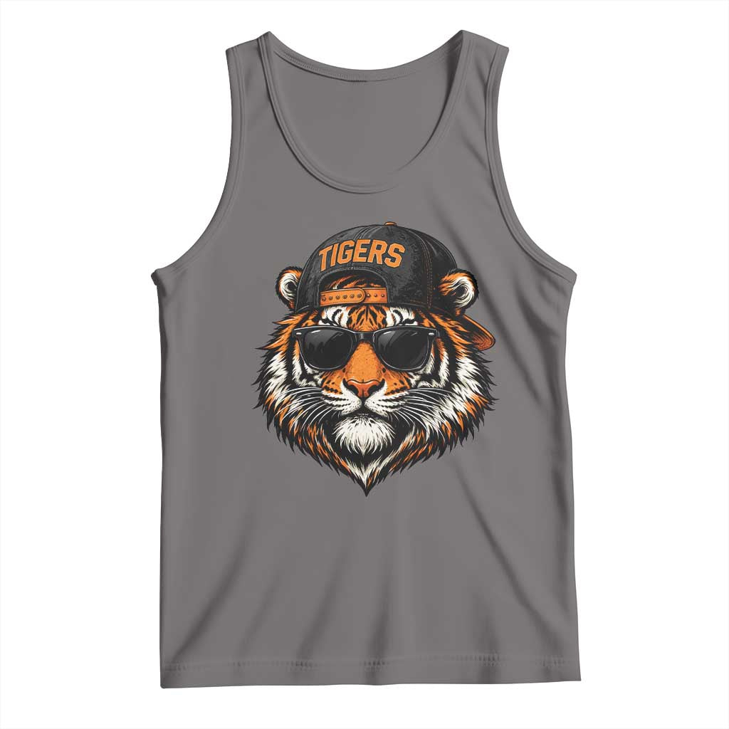 Tiger Mascot Tank Top Vintage Sports Name Baseball Cap Sunglasses TS10 Deep Heather Print Your Wear