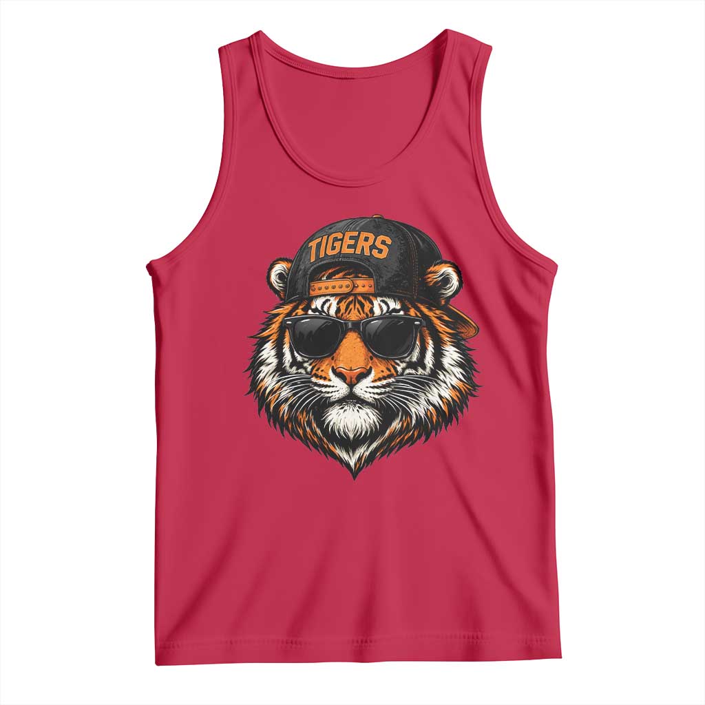 Tiger Mascot Tank Top Vintage Sports Name Baseball Cap Sunglasses TS10 Red Print Your Wear