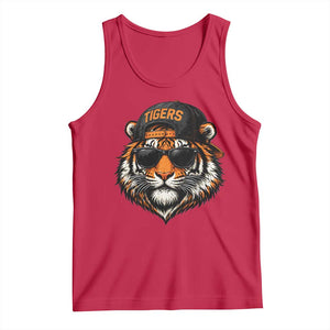 Tiger Mascot Tank Top Vintage Sports Name Baseball Cap Sunglasses TS10 Red Print Your Wear