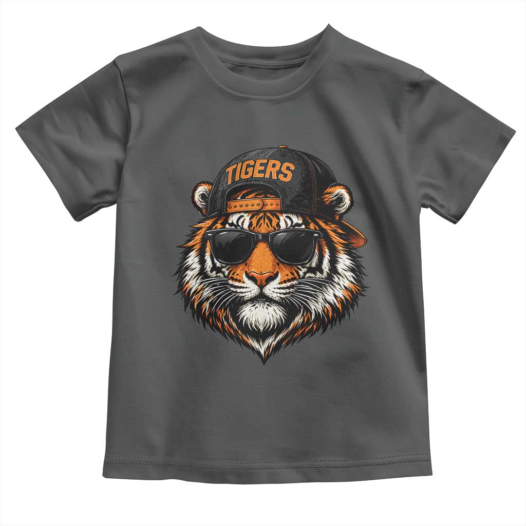 Tiger Mascot Toddler T Shirt Vintage Sports Name Baseball Cap Sunglasses TS10 Dark Heather Print Your Wear