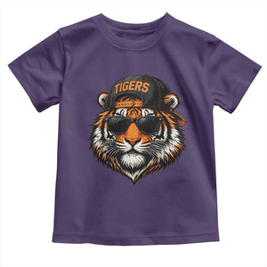 Tiger Mascot Toddler T Shirt Vintage Sports Name Baseball Cap Sunglasses TS10 Purple Print Your Wear