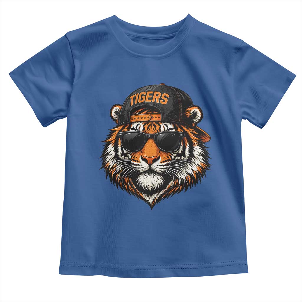 Tiger Mascot Toddler T Shirt Vintage Sports Name Baseball Cap Sunglasses TS10 Royal Blue Print Your Wear