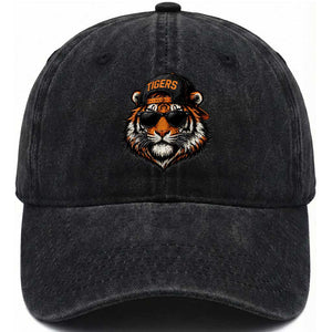 Tiger Mascot Washed Cotton Baseball Cap Vintage Sports Name Baseball Cap Sunglasses TS10 Print Your Wear
