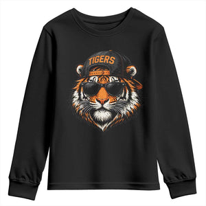 Tiger Mascot Youth Sweatshirt Vintage Sports Name Baseball Cap Sunglasses TS10 Black Print Your Wear