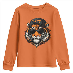 Tiger Mascot Youth Sweatshirt Vintage Sports Name Baseball Cap Sunglasses TS10 Orange Print Your Wear