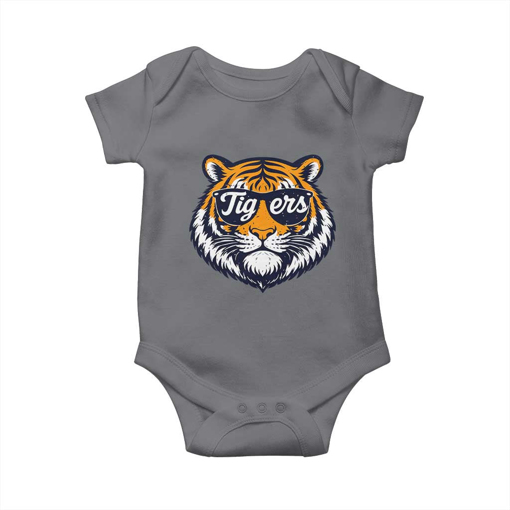 Tiger Face Baby Onesie Vintage Sports Name TS10 Charcoal Print Your Wear