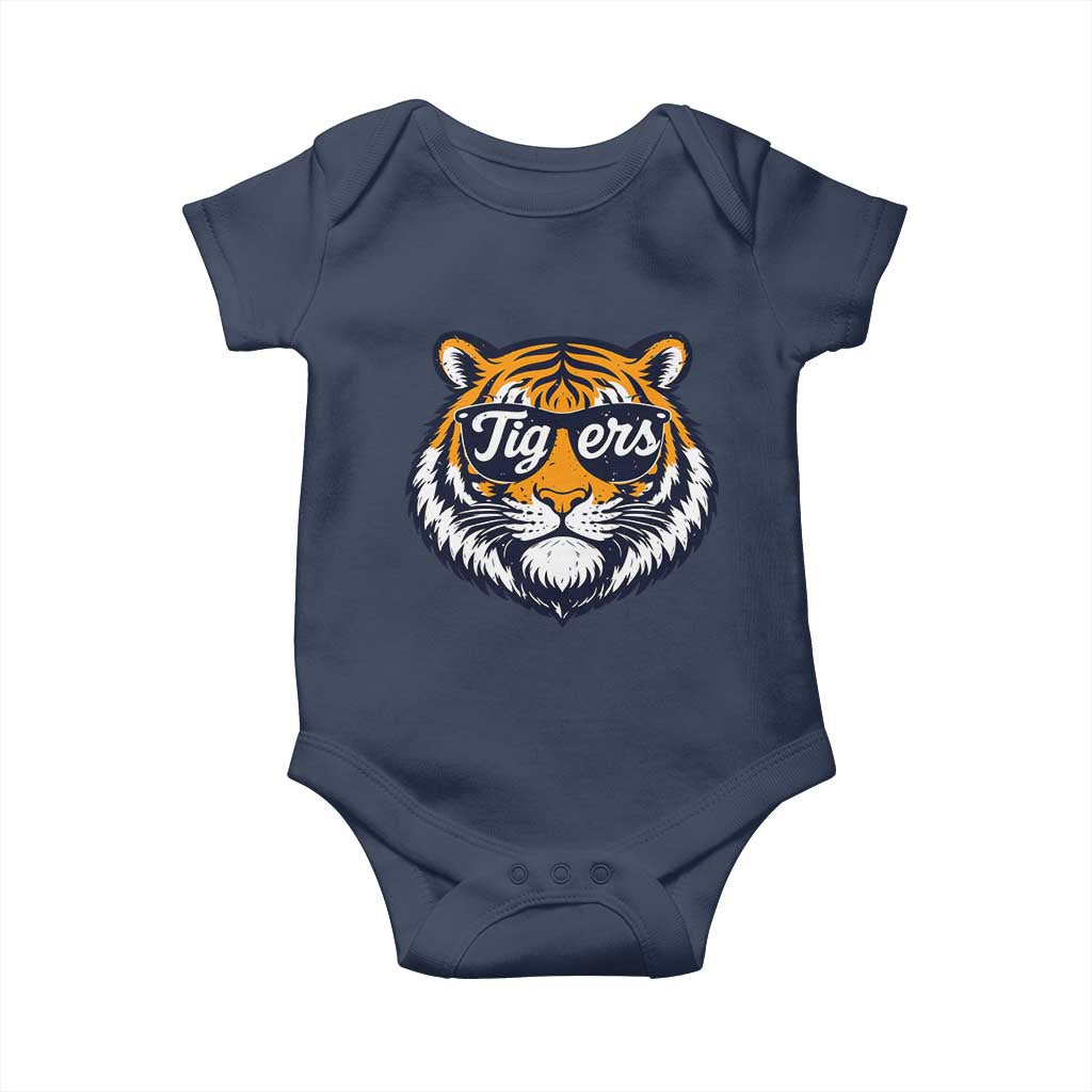 Tiger Face Baby Onesie Vintage Sports Name TS10 Navy Print Your Wear