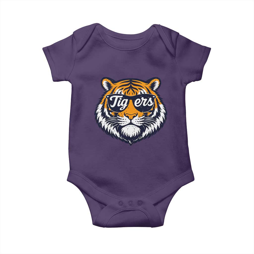 Tiger Face Baby Onesie Vintage Sports Name TS10 Purple Print Your Wear