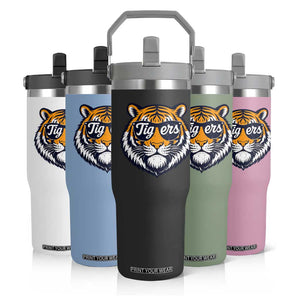 Tiger Face Flip Straw Tumbler Vintage Sports Name TS10 Print Your Wear