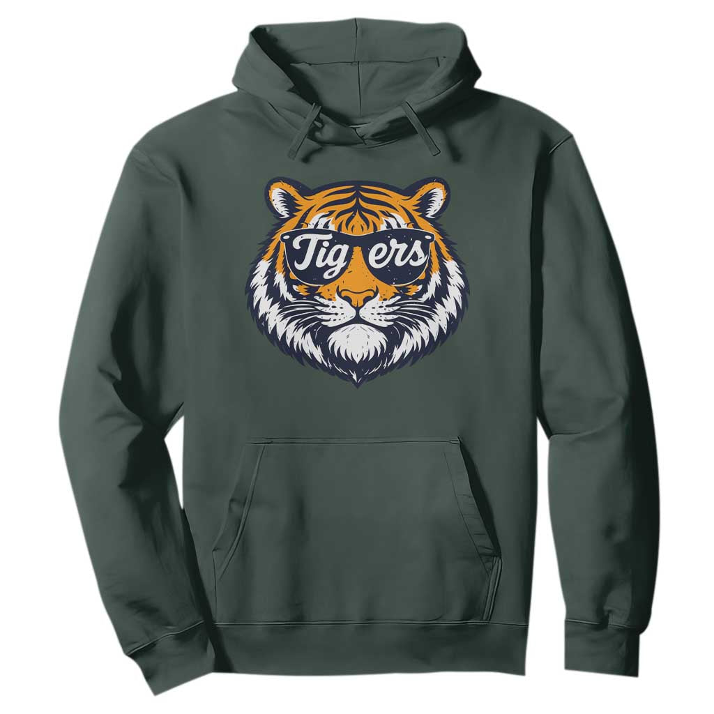 Tiger Face Hoodie Vintage Sports Name TS10 Dark Forest Green Print Your Wear
