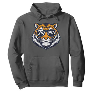 Tiger Face Hoodie Vintage Sports Name TS10 Dark Heather Print Your Wear