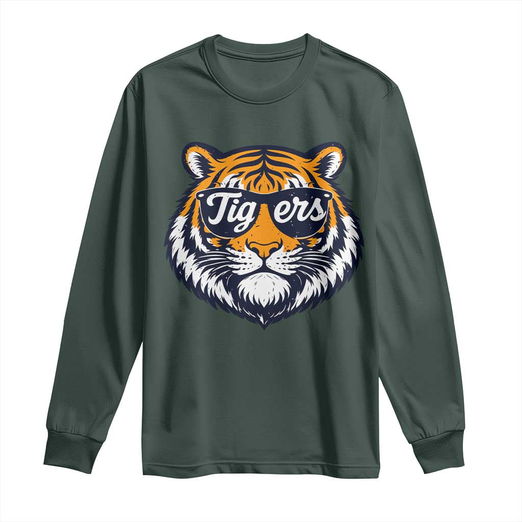 Tiger Face Long Sleeve Shirt Vintage Sports Name TS10 Dark Forest Green Print Your Wear
