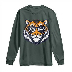 Tiger Face Long Sleeve Shirt Vintage Sports Name TS10 Dark Forest Green Print Your Wear