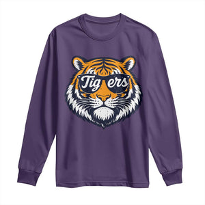 Tiger Face Long Sleeve Shirt Vintage Sports Name TS10 Purple Print Your Wear