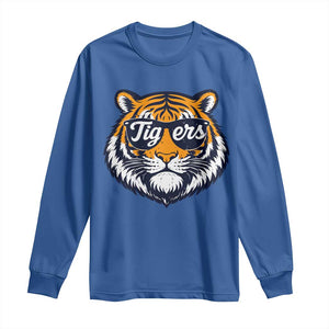 Tiger Face Long Sleeve Shirt Vintage Sports Name TS10 Royal Blue Print Your Wear