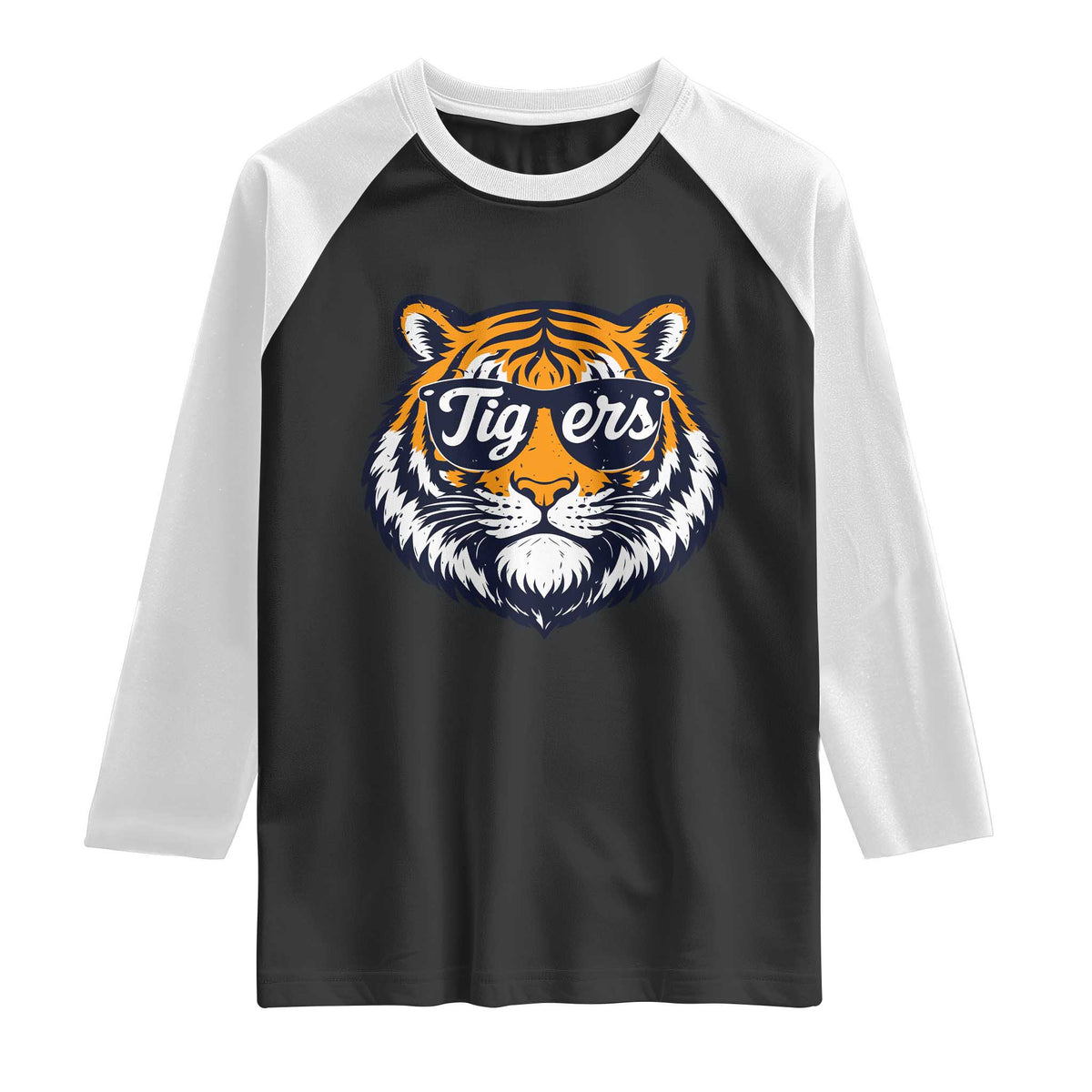 Tiger Face Raglan Shirt Vintage Sports Name TS10 Black White Print Your Wear