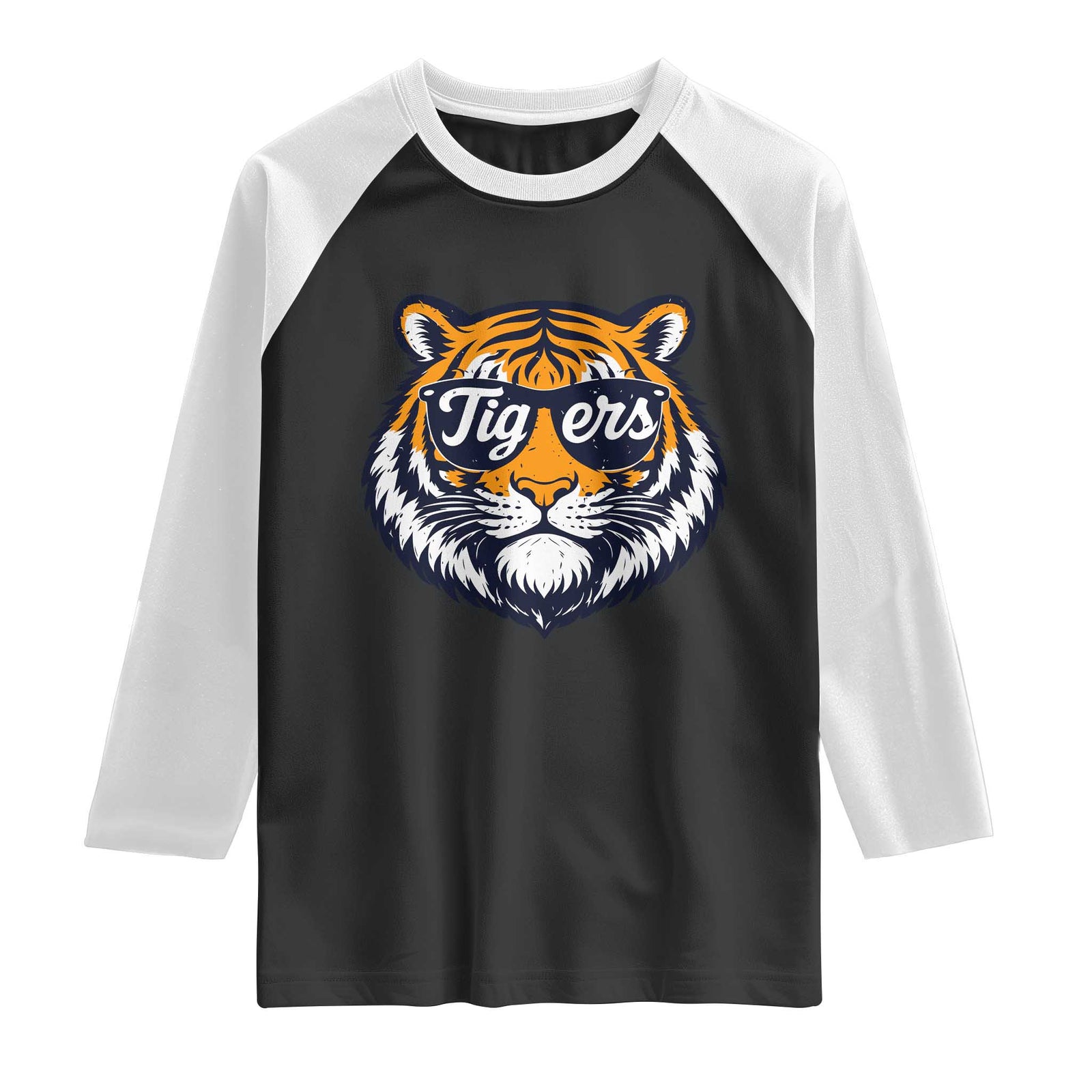 Tiger Face Raglan Shirt Vintage Sports Name TS10 Black White Print Your Wear