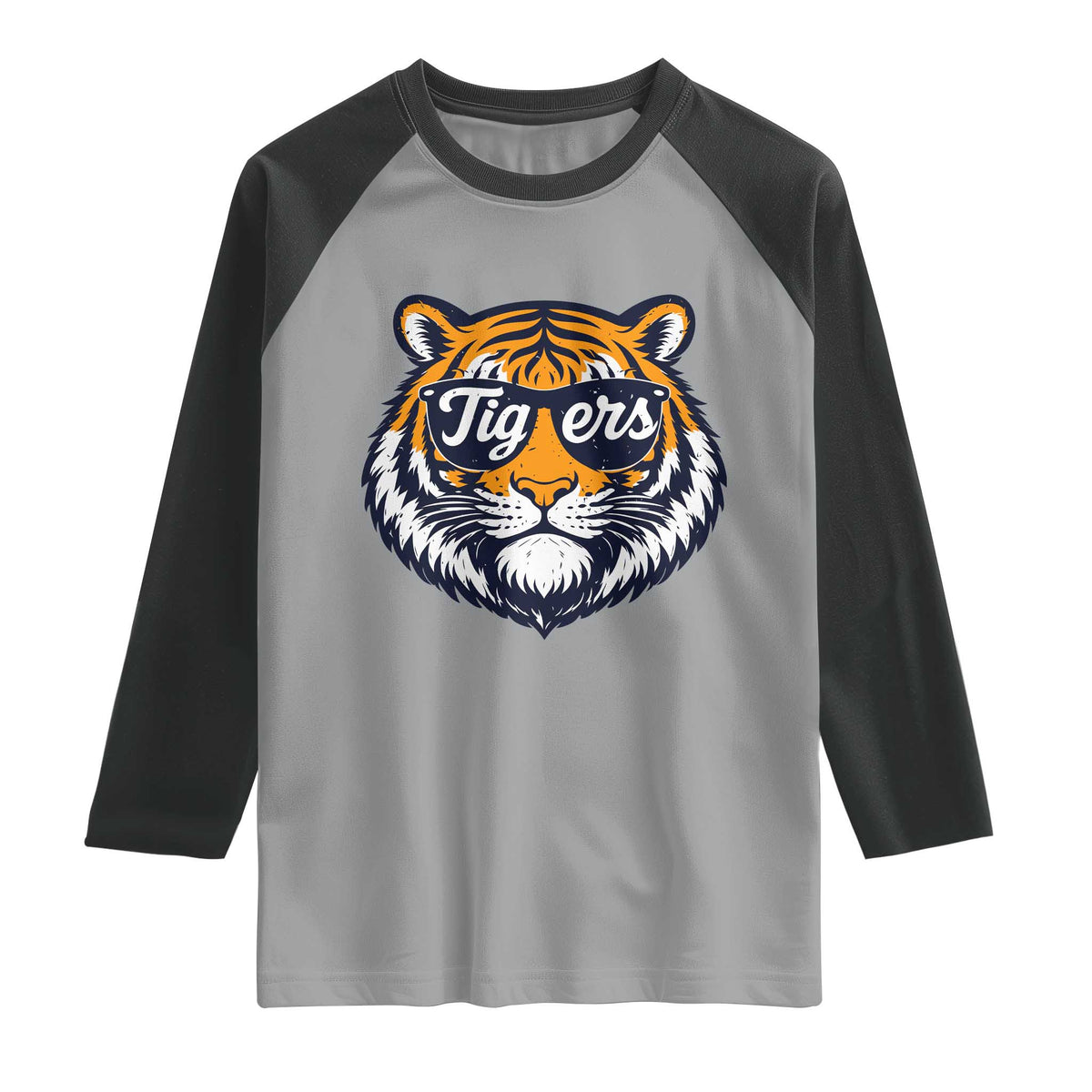 Tiger Face Raglan Shirt Vintage Sports Name TS10 Sport Gray Black Print Your Wear