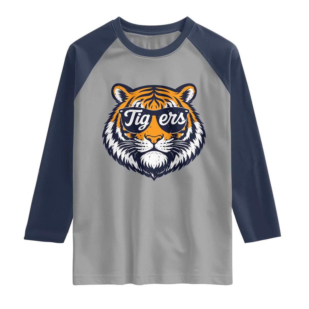 Tiger Face Raglan Shirt Vintage Sports Name TS10 Sport Gray Navy Print Your Wear