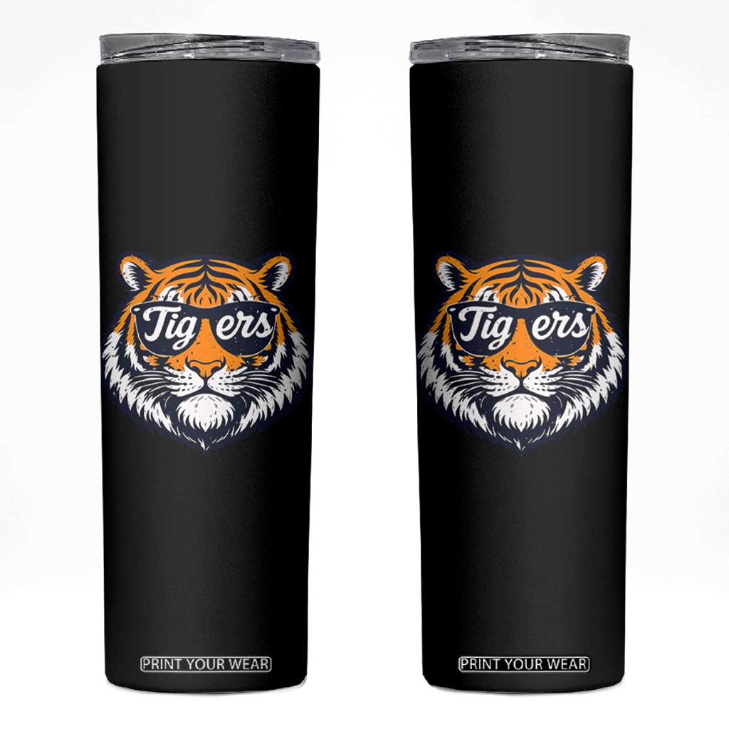 Tiger Face Skinny Tumbler Vintage Sports Name TS10 Black Print Your Wear