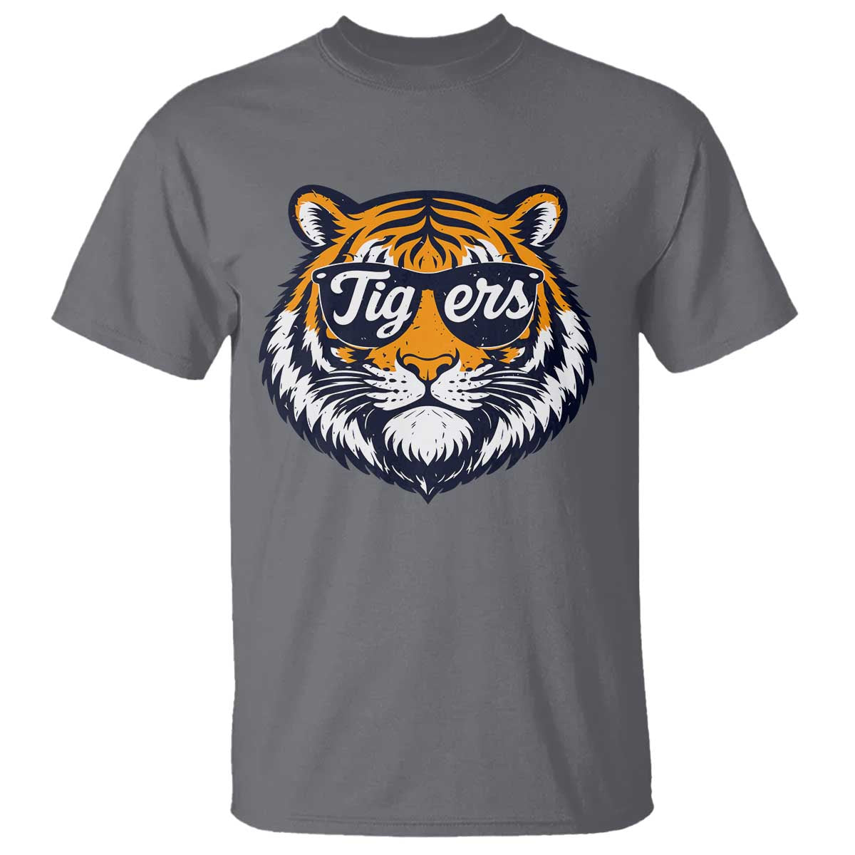 Tiger Face T Shirt Vintage Sports Name TS10 Charcoal Print Your Wear
