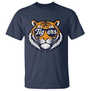 Tiger Face T Shirt Vintage Sports Name TS10 Navy Print Your Wear