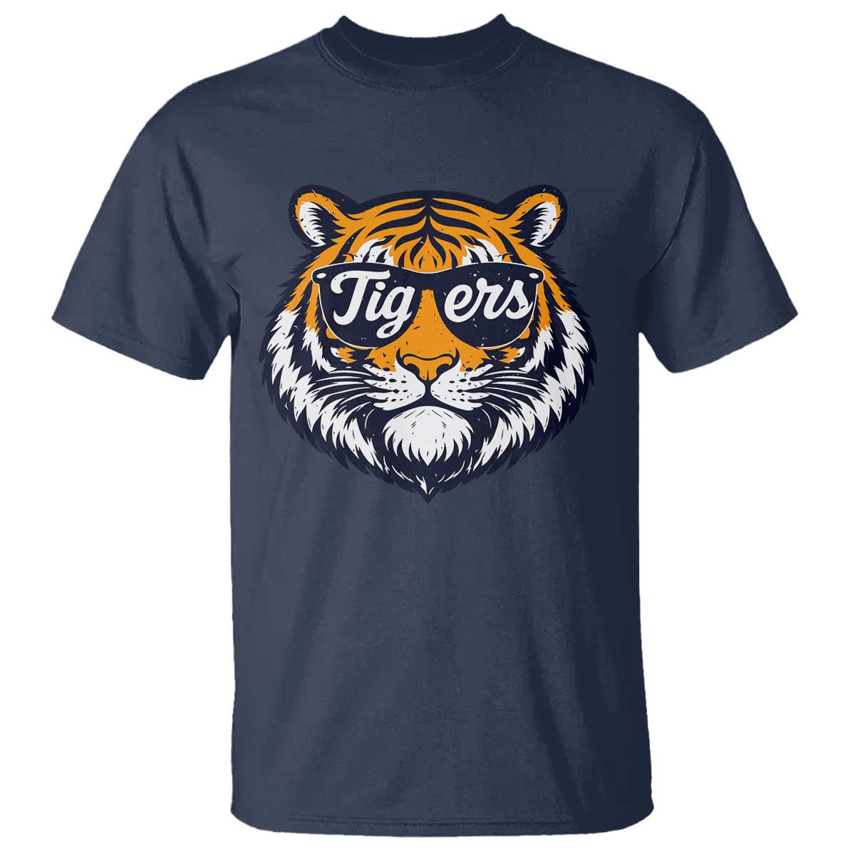 Tiger Face T Shirt Vintage Sports Name TS10 Navy Print Your Wear