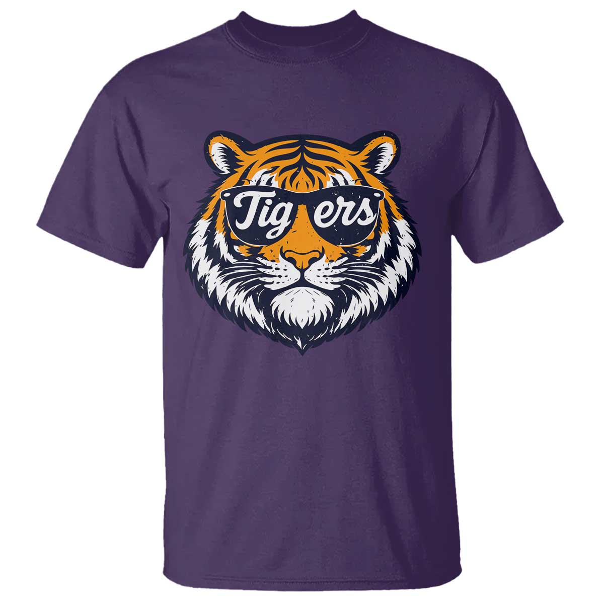 Tiger Face T Shirt Vintage Sports Name TS10 Purple Print Your Wear