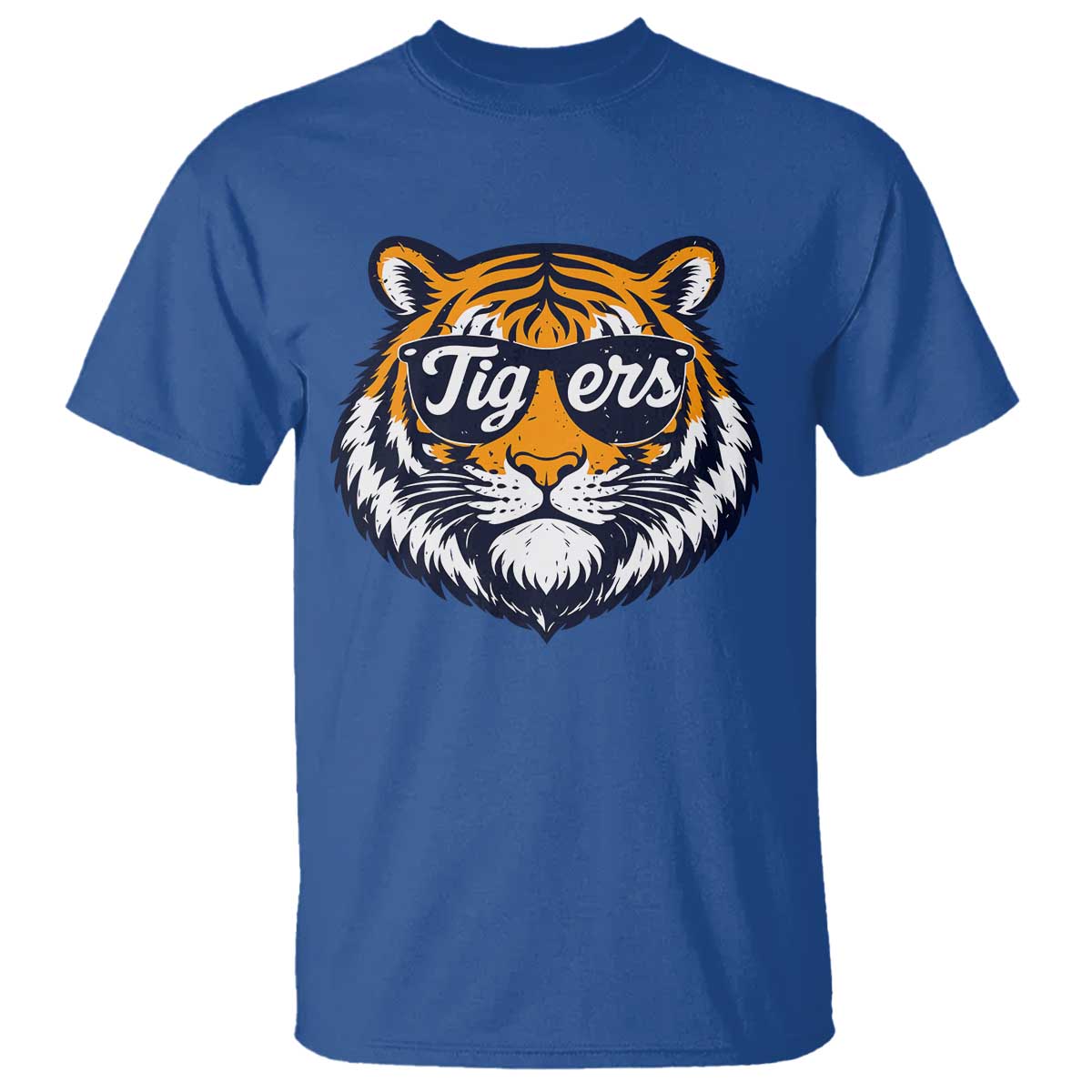 Tiger Face T Shirt Vintage Sports Name TS10 Royal Blue Print Your Wear